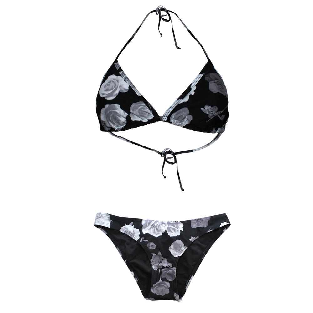 Urban Classics "Flower" Triangle Bikini (schwarz)