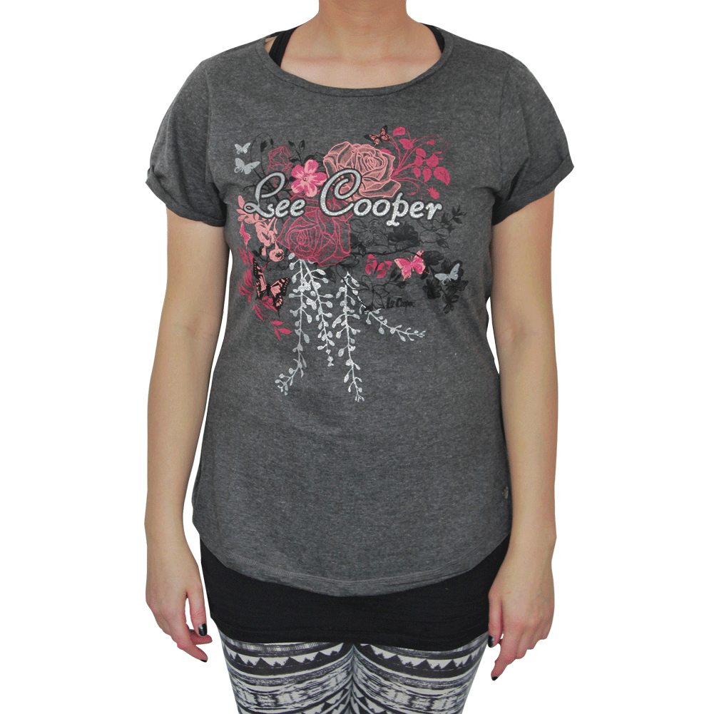 Lee Cooper "Flower" Girly Shirt (charcoal)