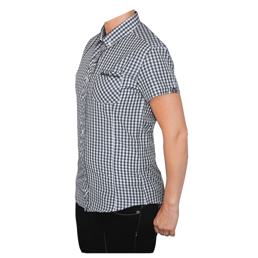 SotS "Midcheck Black" Lady Button Down Hemd (kurz)