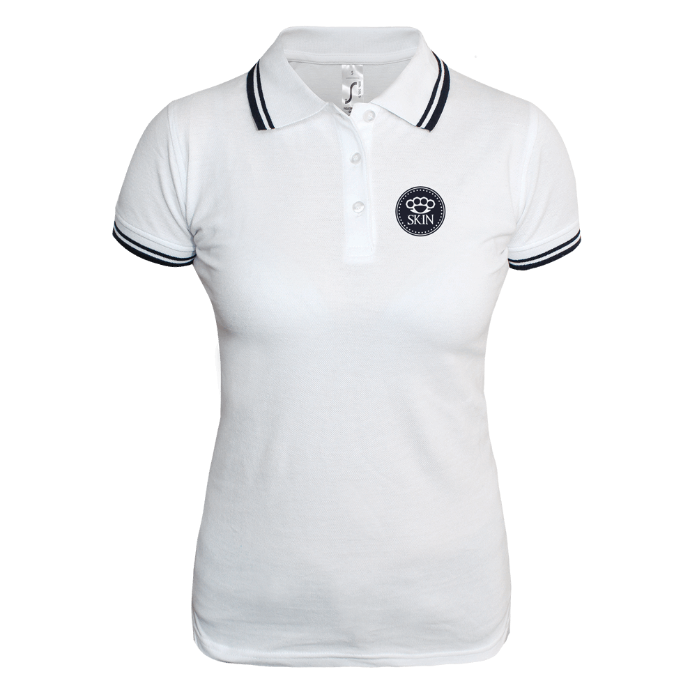 "Skin" Girly Contrast Polo (weiß/navy)