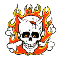 Skull With Flames - Button (2,5 cm) 612