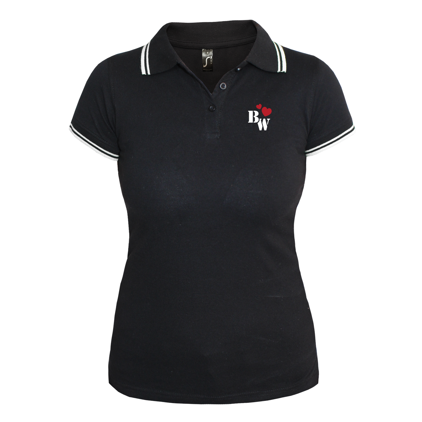 Berliner Weisse "Herzchen" Girly Contrast Polo (schwarz/weiß) - Spirit of the Streets