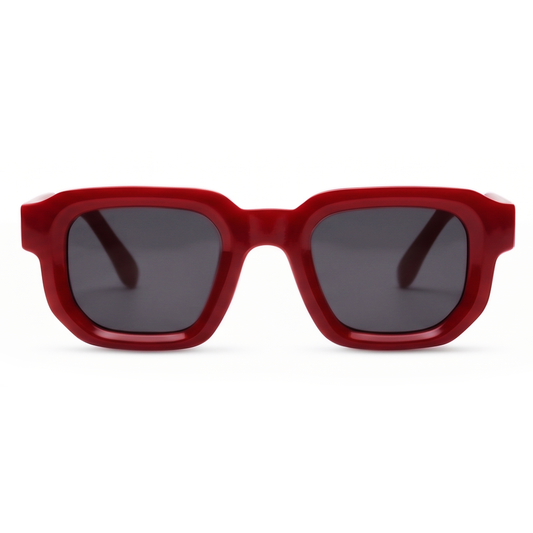 Lunettes de soleil rétro carrées (rouge)