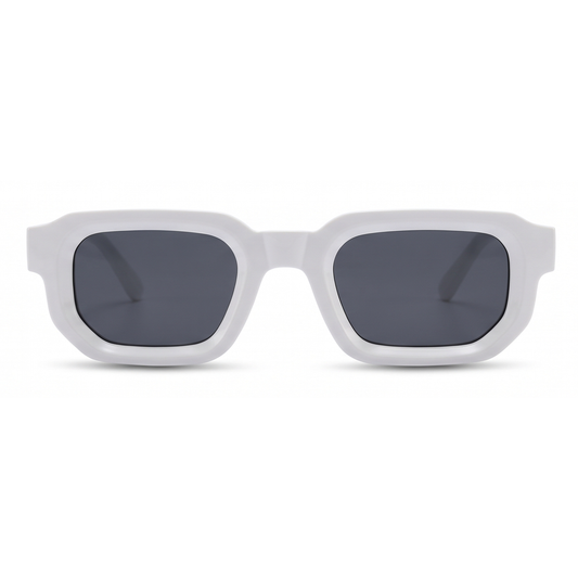 Lunettes de soleil rétro carrées (blanc)