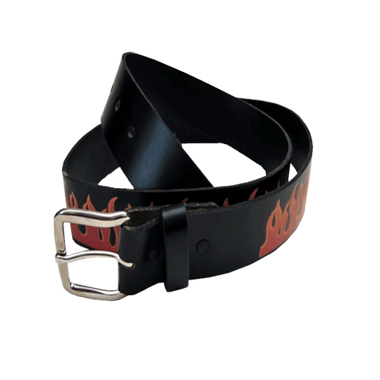 Gürtel "Flammen" (aus Leder / Leather) (Gr. 28)