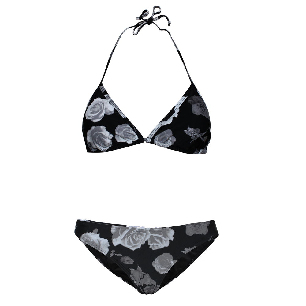 Urban Classics "Flower" Triangle Bikini (schwarz)