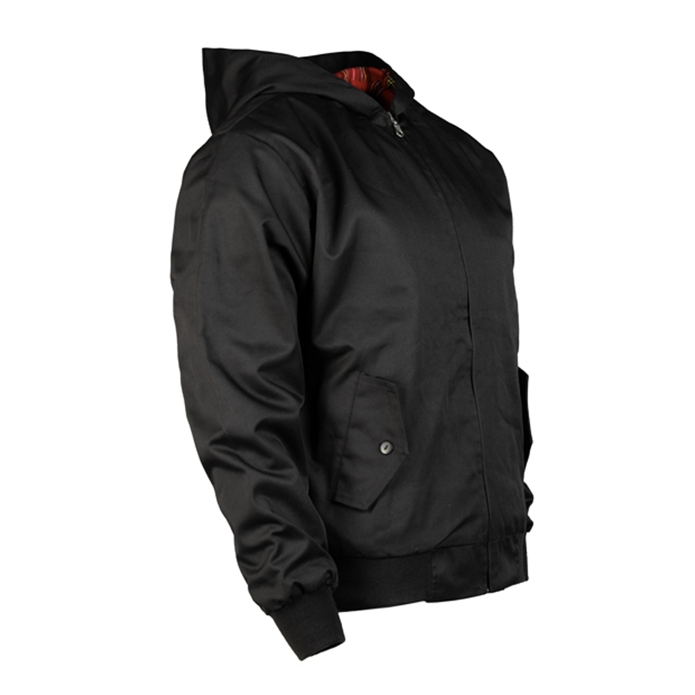 Harrington-Jacke mit Kapuze (schwarz)