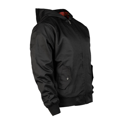 Harrington-Jacke mit Kapuze (schwarz)