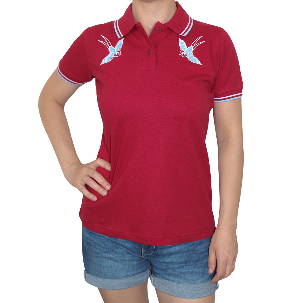 Spirit of the Streets "2 Birds" Girly-Polo (burgund)