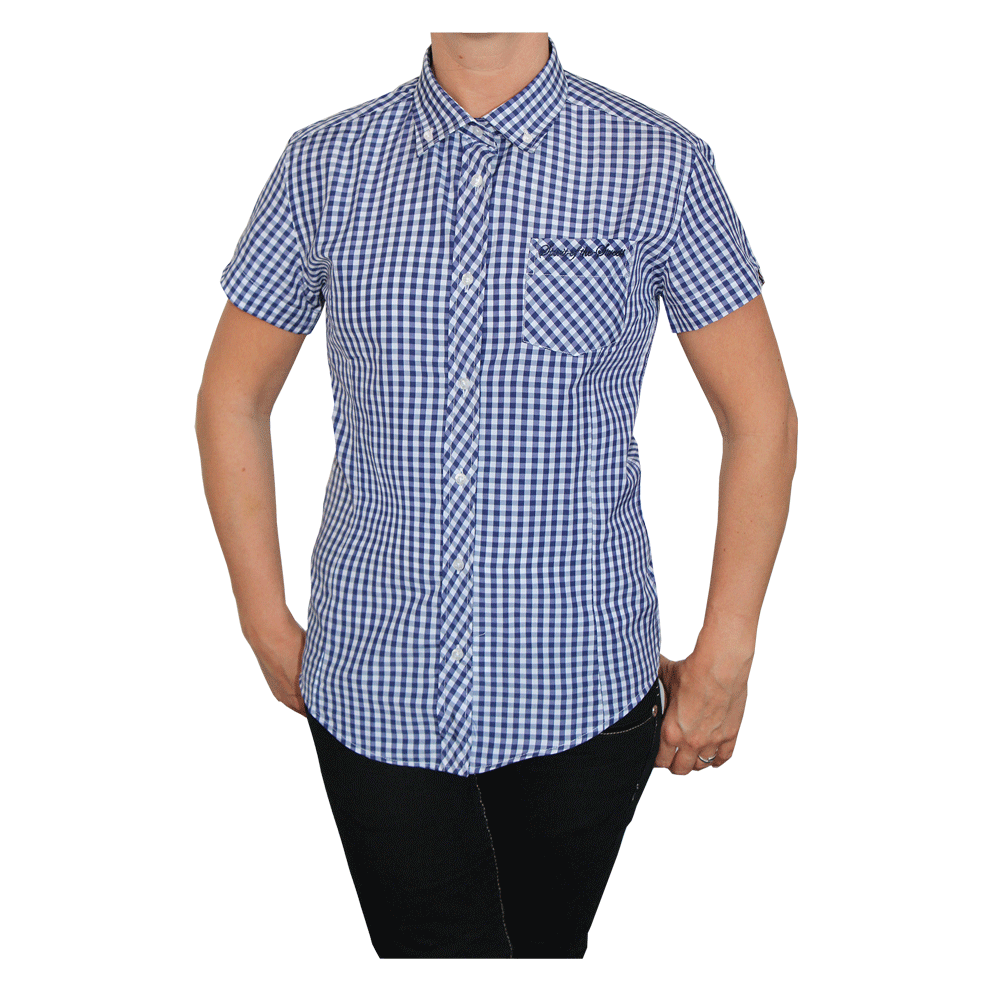 SotS "Midcheck Navy" Lady Button Down Hemd (kurz)