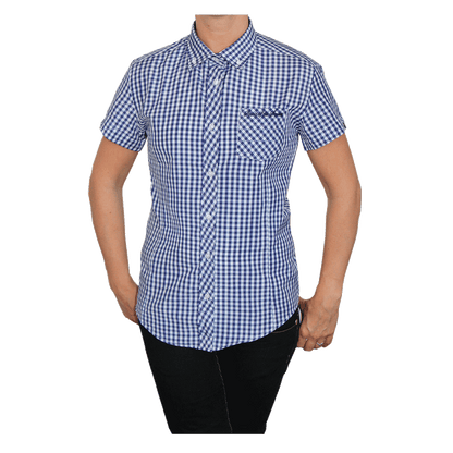 SotS "Midcheck Navy" Lady Button Down Hemd (kurz)