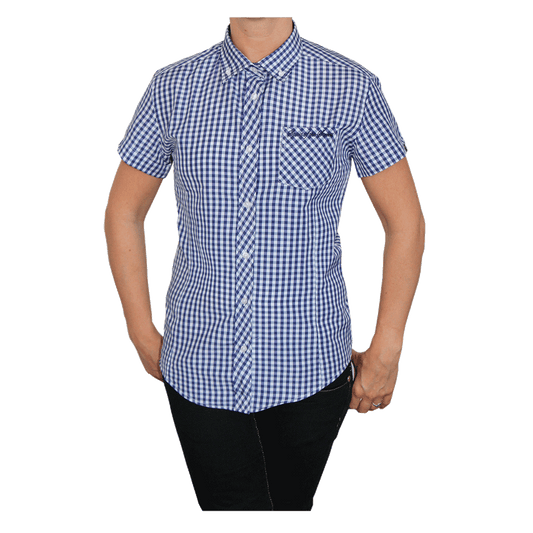 SotS "Midcheck Navy" Lady Button Down Hemd (kurz)