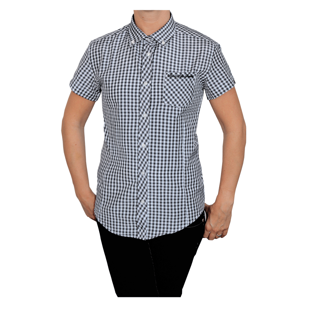 SotS "Midcheck Black" Lady Button Down Hemd (kurz)