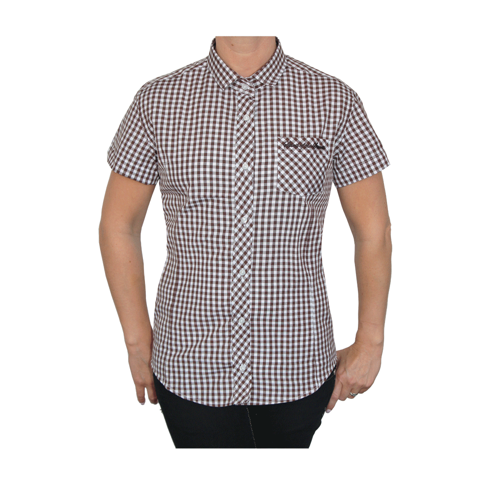 SotS "Midcheck Brown" Lady Small Tab Hemd (kurz)