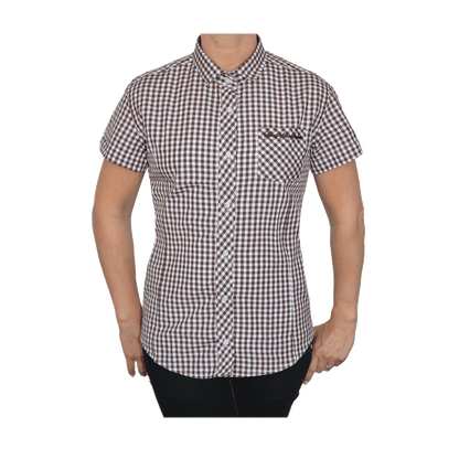 SotS "Midcheck Brown" Lady Small Tab Hemd (kurz)
