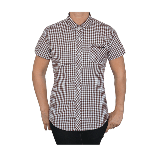 SotS "Midcheck Brown" Lady Small Tab Hemd (kurz)