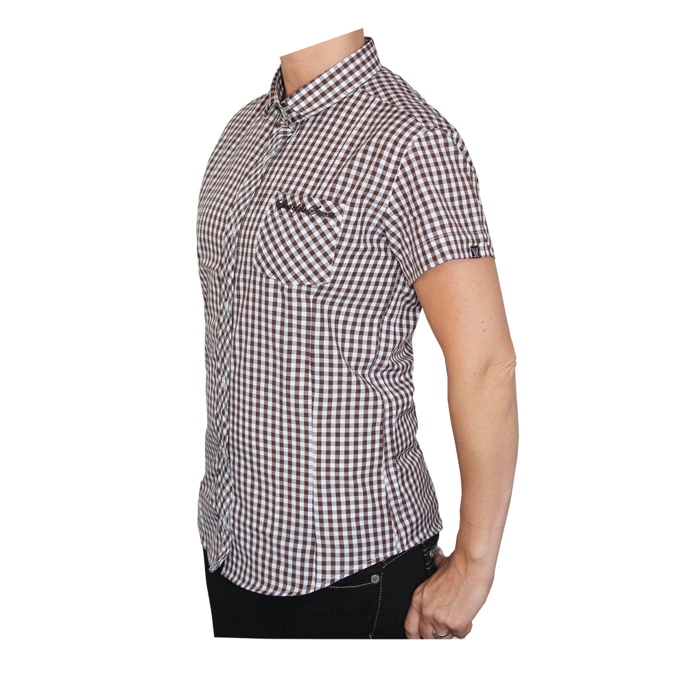 SotS "Midcheck Brown" Lady Small Tab Hemd (kurz)