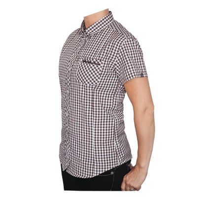 SotS "Midcheck Brown" Lady Small Tab Hemd (kurz)