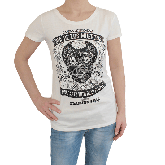 Flaming Star "Dia de los Muertos" Girly Shirt (ecru)