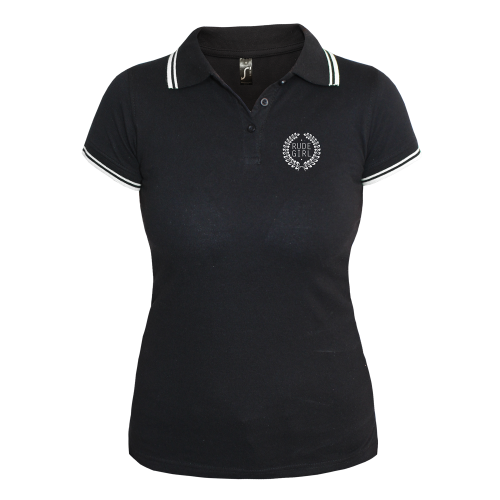 Rude Girl Girly Contrast Polo (schwarz/weiß)