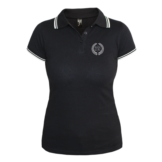 Rude Girl Girly Contrast Polo (schwarz/weiß)