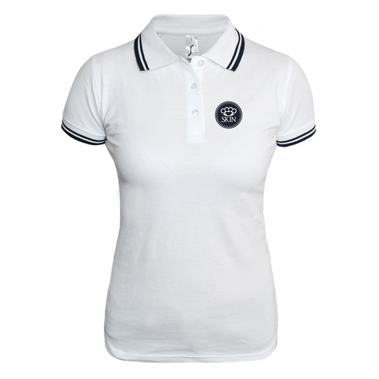 "Skin" Girly Contrast Polo (weiß/navy)