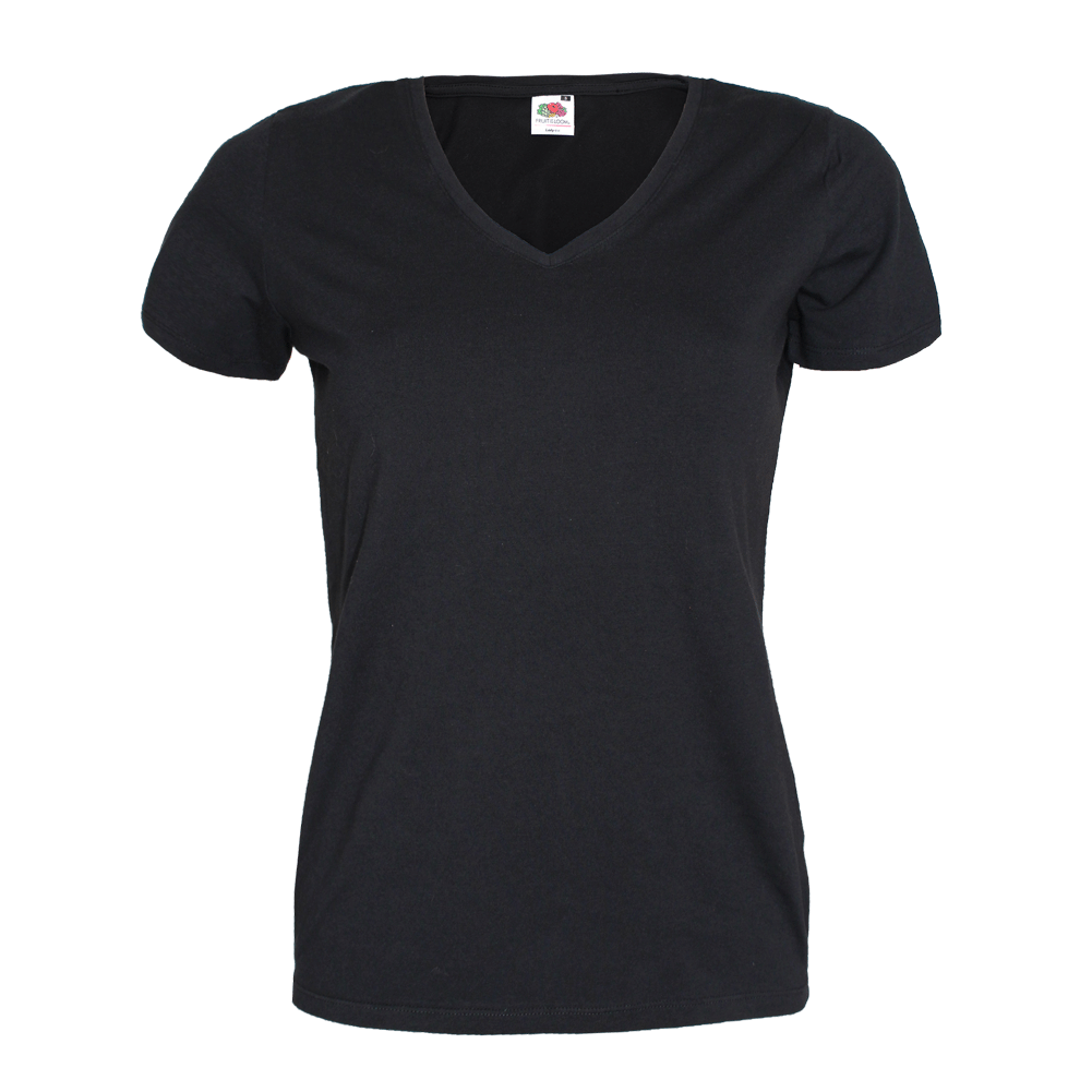Fruit of the Loom Girly V-Neck Shirt (black)