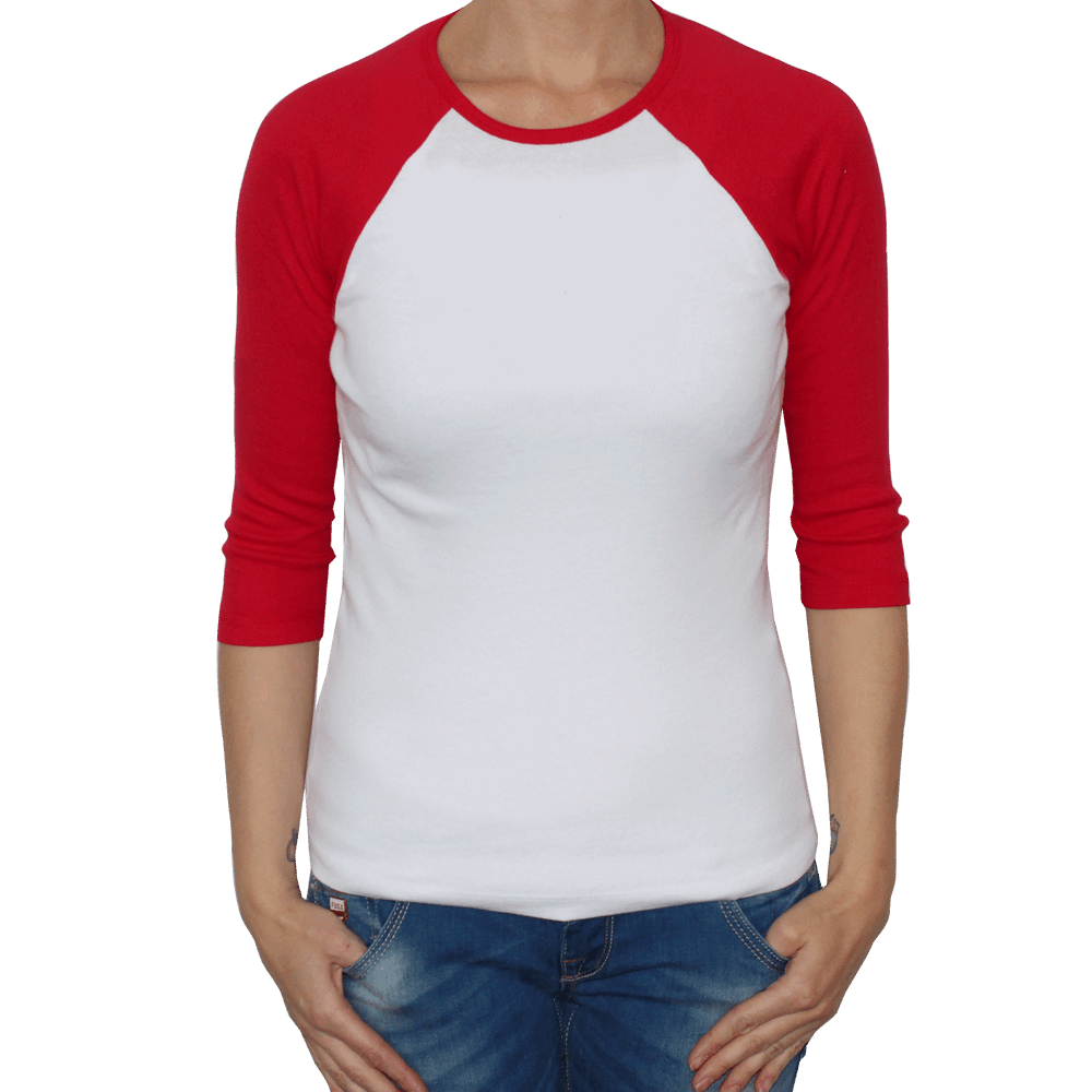Bella 3/4 Arm Raglan Girly (weiss/rot)