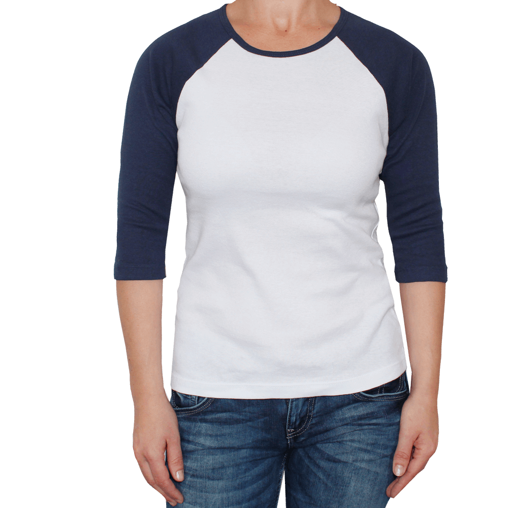 Bella 3/4 Arm Raglan Girly (weiss/blau)