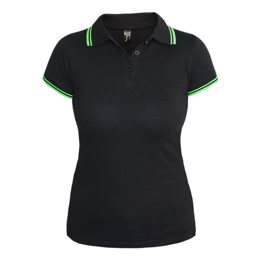 Sols "Pasadena" Girly Contrast Polo (schwarz/grün)