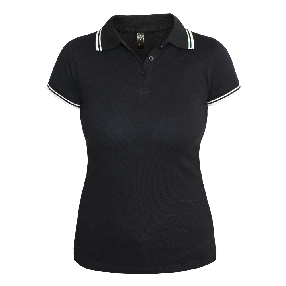 Sols "Pasadena" Girly Contrast Polo (schwarz/weiß) - Spirit of the Streets