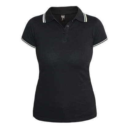 Sols "Pasadena" Girly Contrast Polo (schwarz/weiß) - Spirit of the Streets