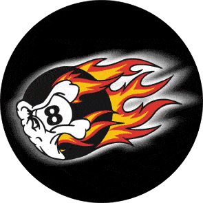 Burning 8 Ball- Button (2,5 cm) B 95 (Neu)