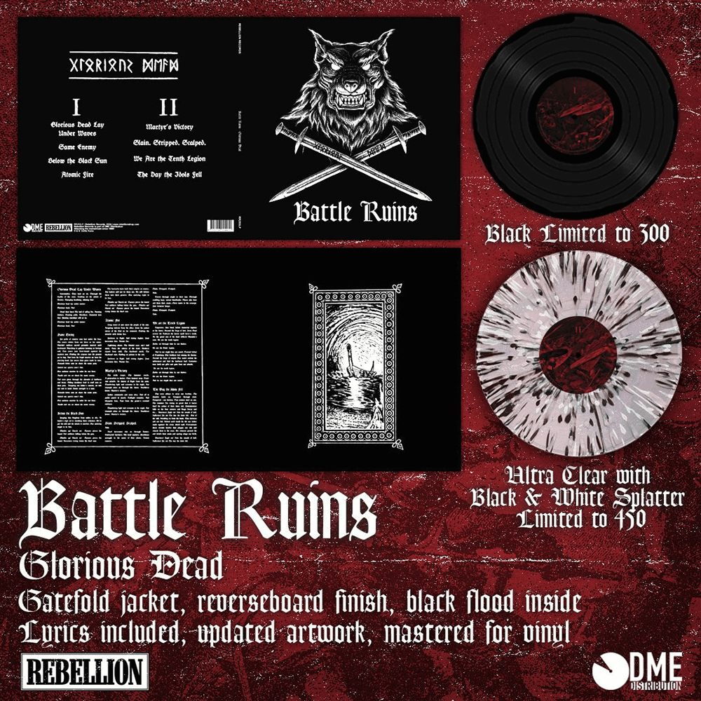 Battle Ruins "Glorious Dead" LP (clear with white & black Splatter, lim. 450)