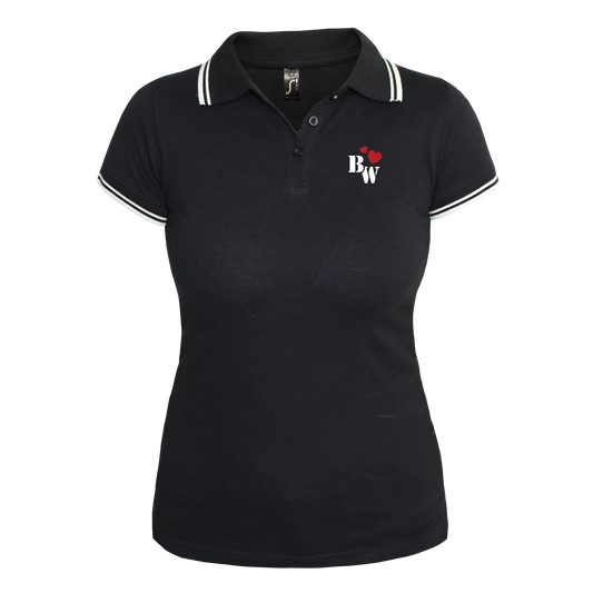 Berliner Weisse "Herzchen" Girly Contrast Polo (schwarz/weiß) - Spirit of the Streets