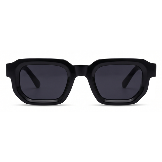 Lunettes de soleil rétro angulaires (noir)